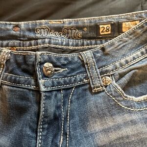 Miss Me Men’s Dark Blue Slim Jeans with Contrast Stitching